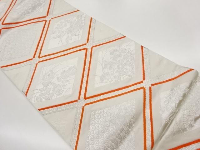 JAPANESE FUKURO OBI / WOVEN AUTUMN FLOWERS / BY WATABUN